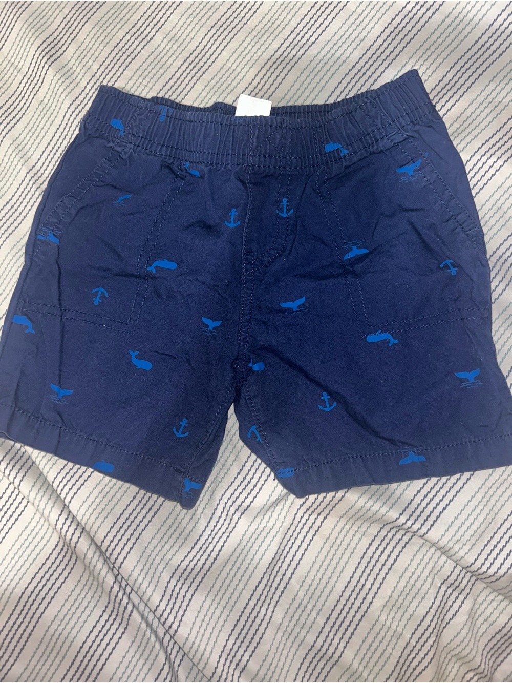 Navy Toddler Shorts with Blue Whale & Anchor Print